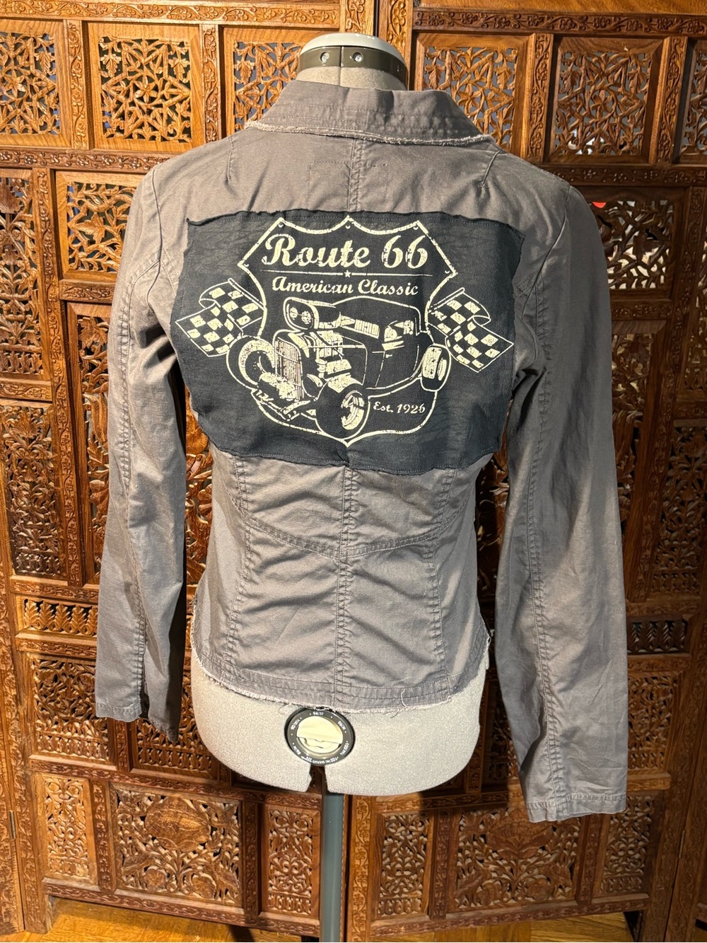 Women's Frayed-Edge Blazer Jacket in Charcoal Gray